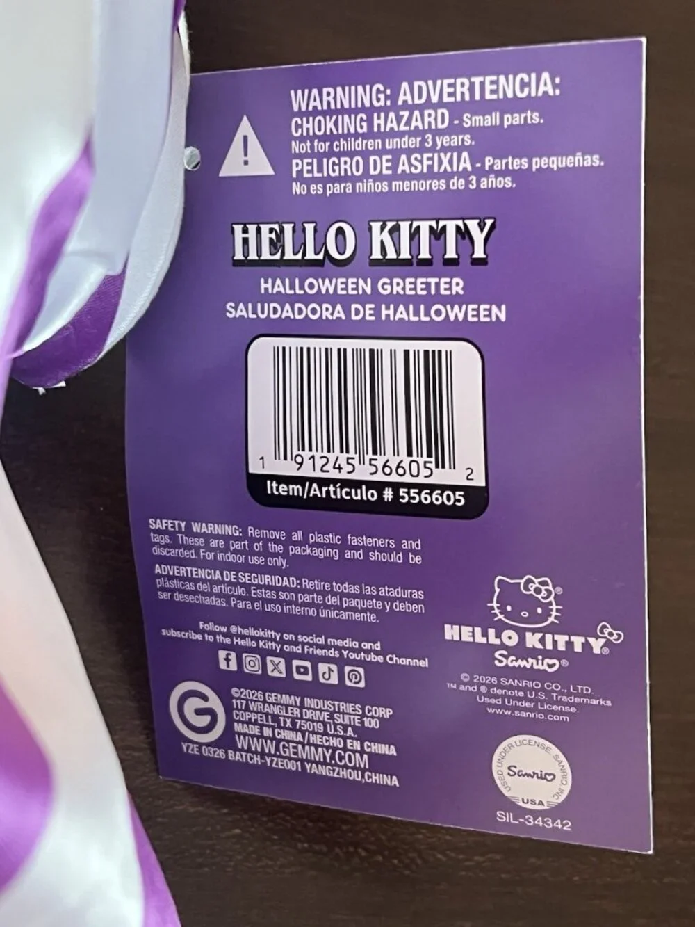 Gemmy Hello Kitty 2026 Halloween Greeter Plush 22